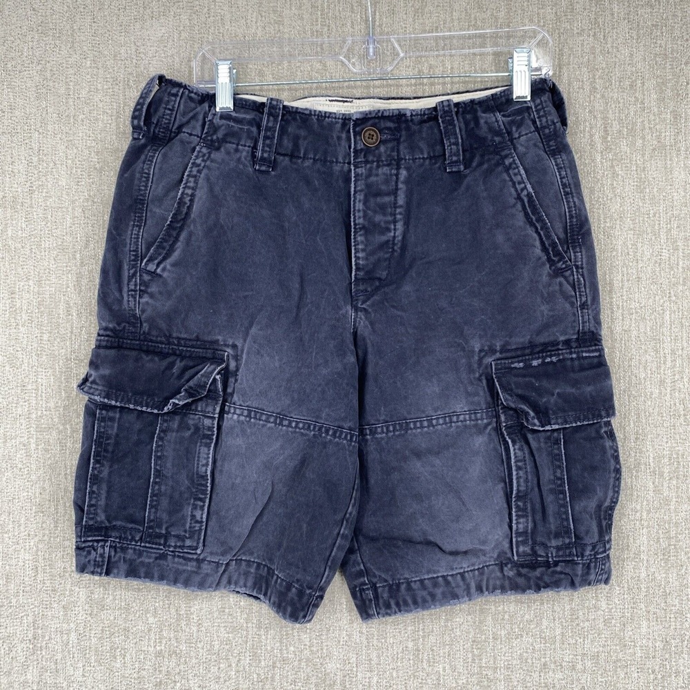 Abercrombie & Fitch Cargo Shorts Mens 30 Blue 90s Y2K VTG Button Fly Acid Wash